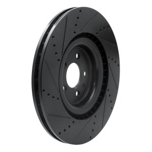 Ford Mustang Brake Rotor (1) - Front Right - R1 Concepts - Drilled & Slotted - Black - `13-`14